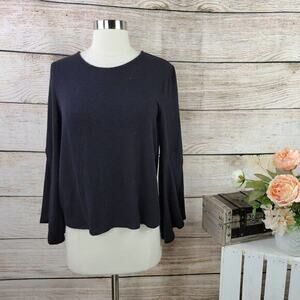 Lord & Taylor Angel Sleeves Black Soft‎ Sweater Small